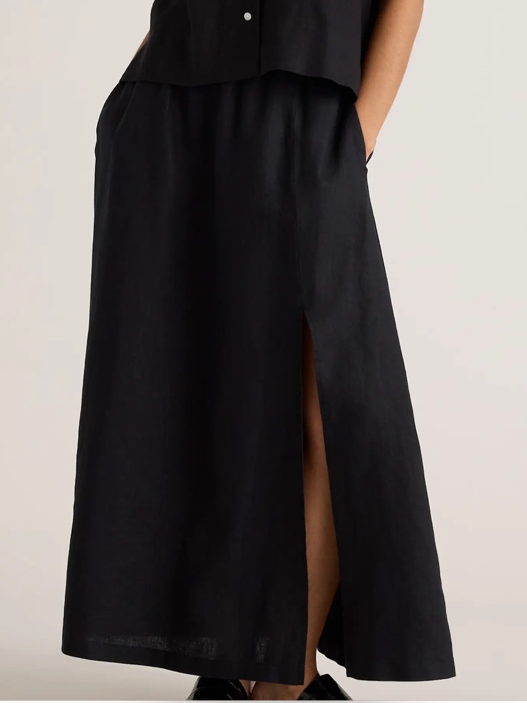 Quince Black Maxi Skirt With Side Slit
